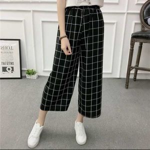 Black & White Checkered Wide Leg Pants OS